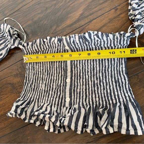 Lulus | Like You A Yacht Blue and White Striped Off-the-Shoulder Top XS - Picture 5 of 11